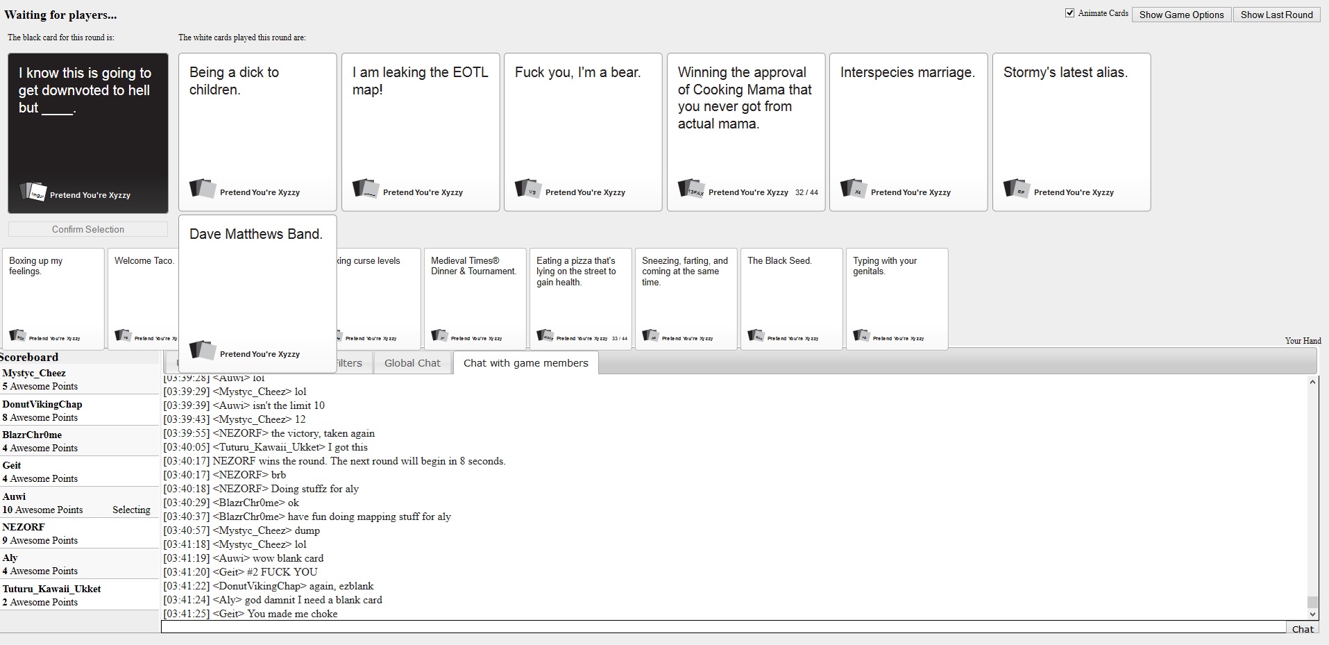 Codes pretend card youre xyzzy Card Cast